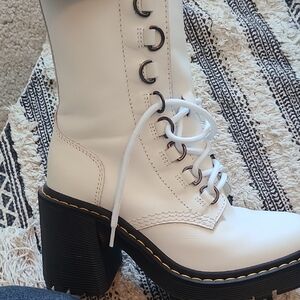 Dr. Martens White Lace-Up Platform Boots